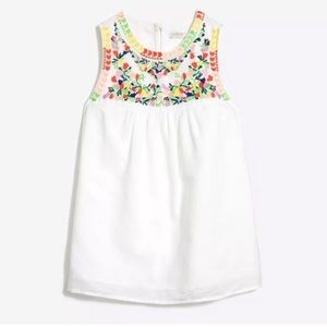 J Crew White Linen Floral Embroidered Blouse